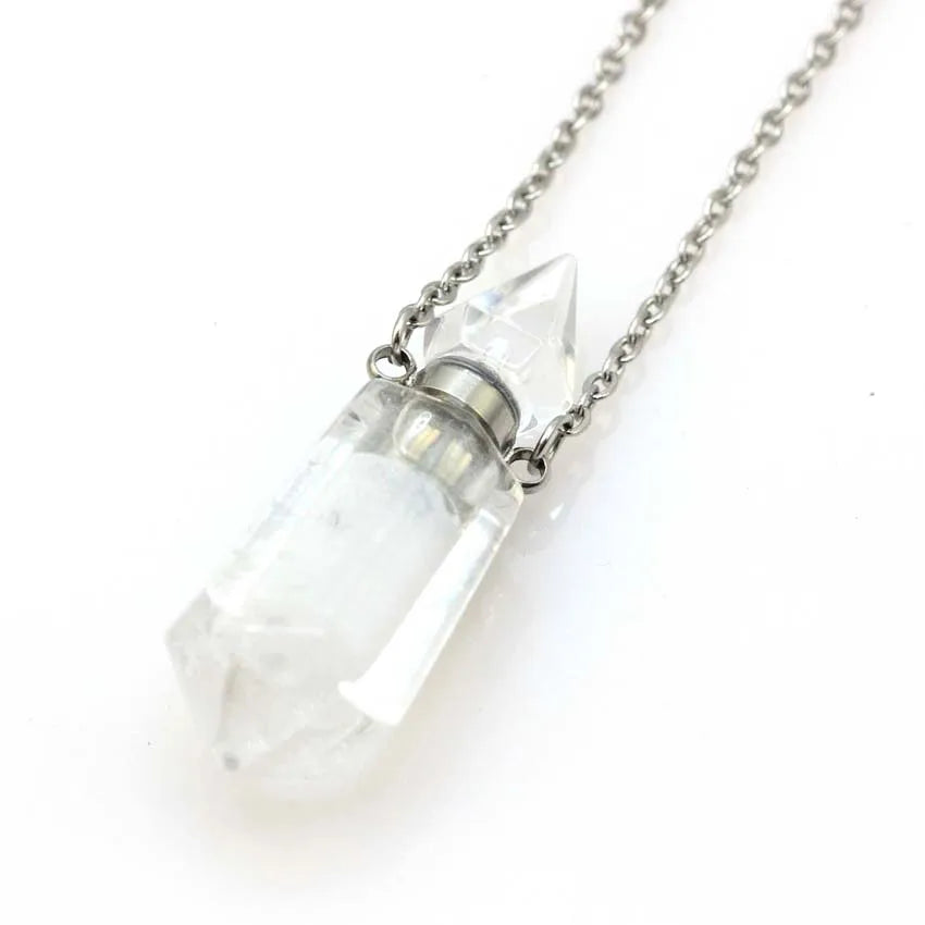 Natural Crystal Essential Oil Pendant Necklace Jewelry