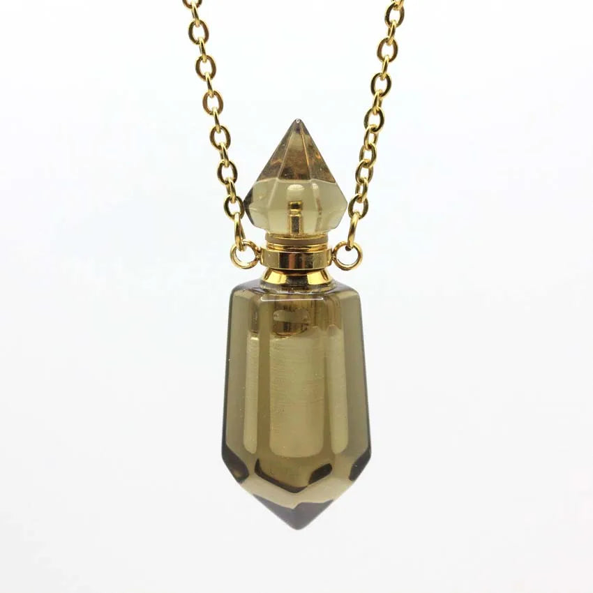 Natural Crystal Essential Oil Pendant Necklace Jewelry