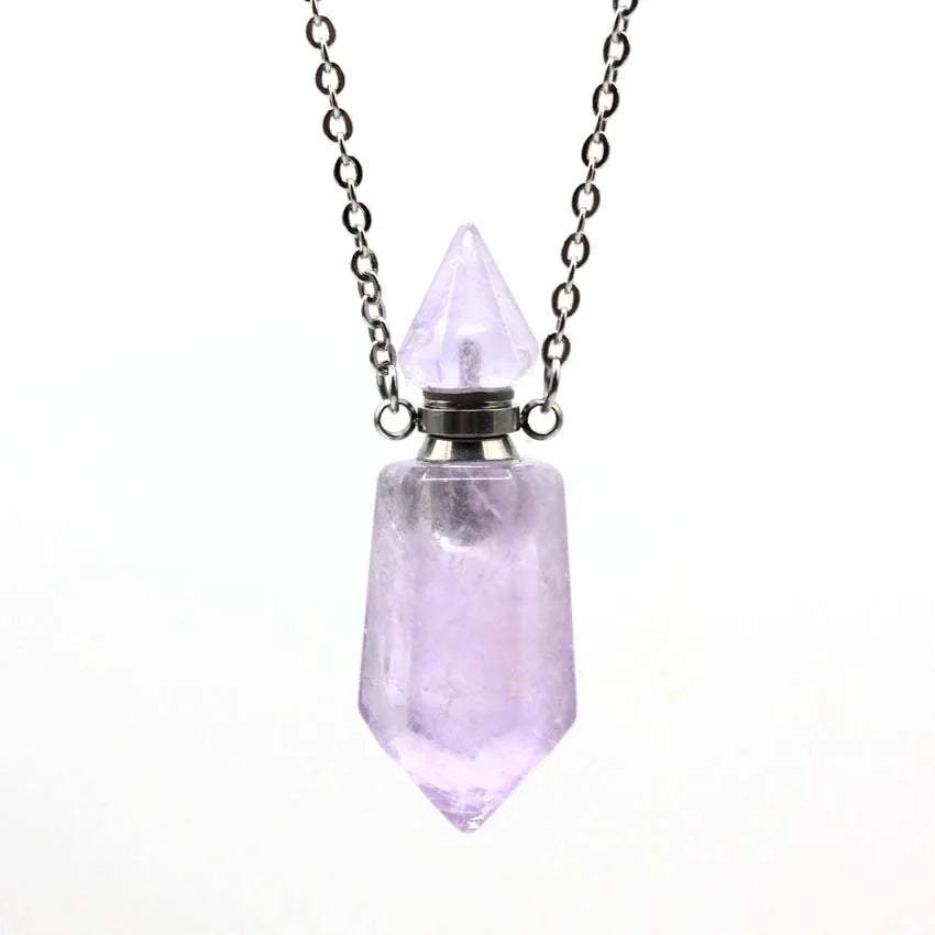 Natural Crystal Essential Oil Pendant Necklace Jewelry