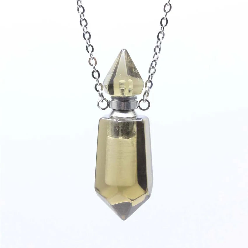 Natural Crystal Essential Oil Pendant Necklace Jewelry