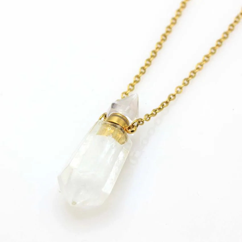 Natural Crystal Essential Oil Pendant Necklace Jewelry