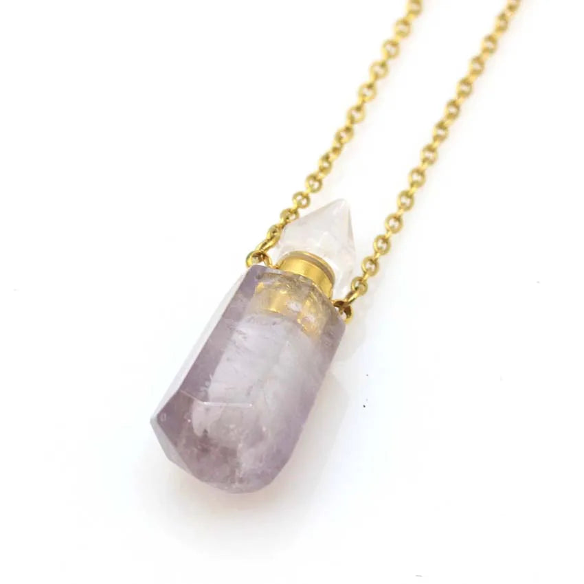 Natural Crystal Essential Oil Pendant Necklace Jewelry