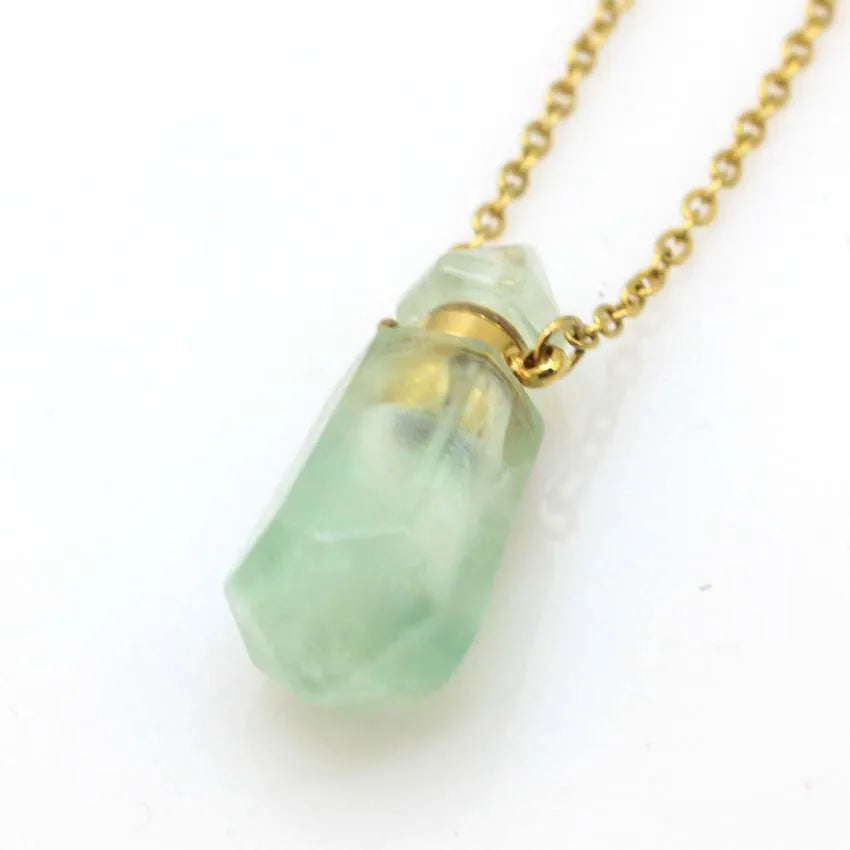 Natural Crystal Essential Oil Pendant Necklace Jewelry