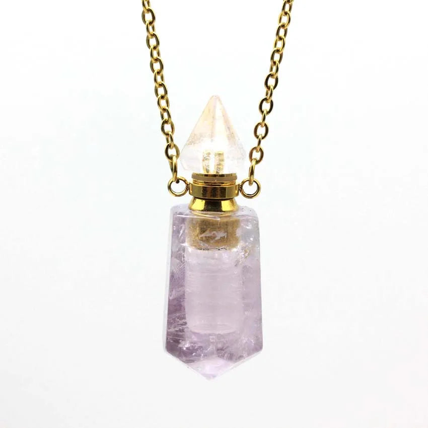 Natural Crystal Essential Oil Pendant Necklace Jewelry