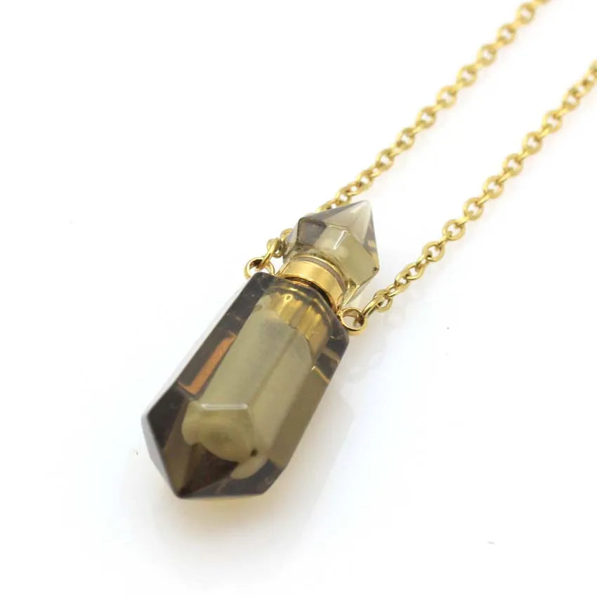 Natural Crystal Essential Oil Pendant Necklace Jewelry