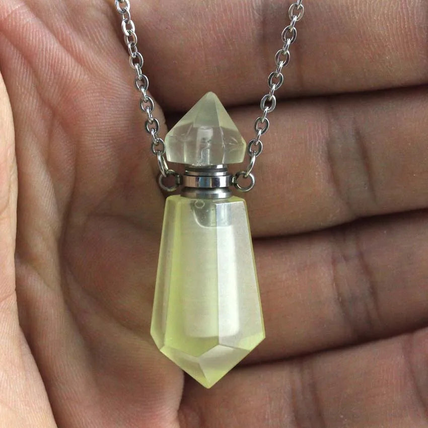 Natural Crystal Essential Oil Pendant Necklace Jewelry