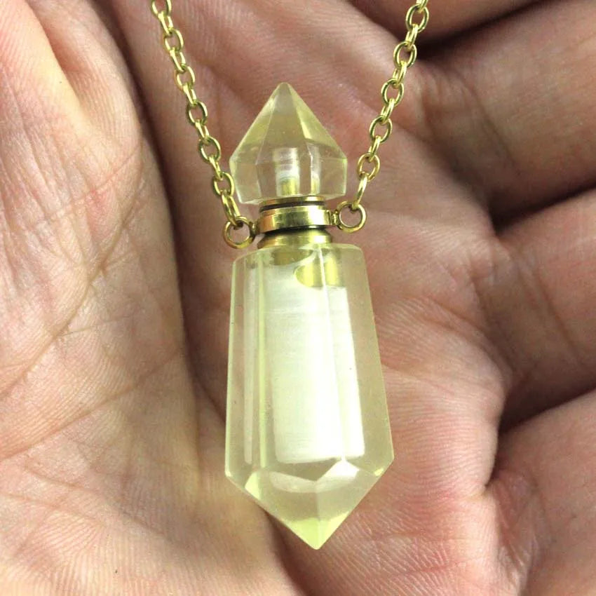 Natural Crystal Essential Oil Pendant Necklace Jewelry