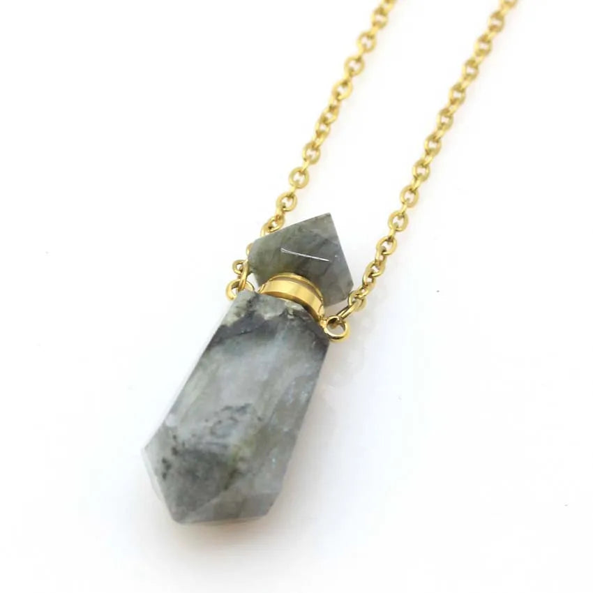 Natural Crystal Essential Oil Pendant Necklace Jewelry