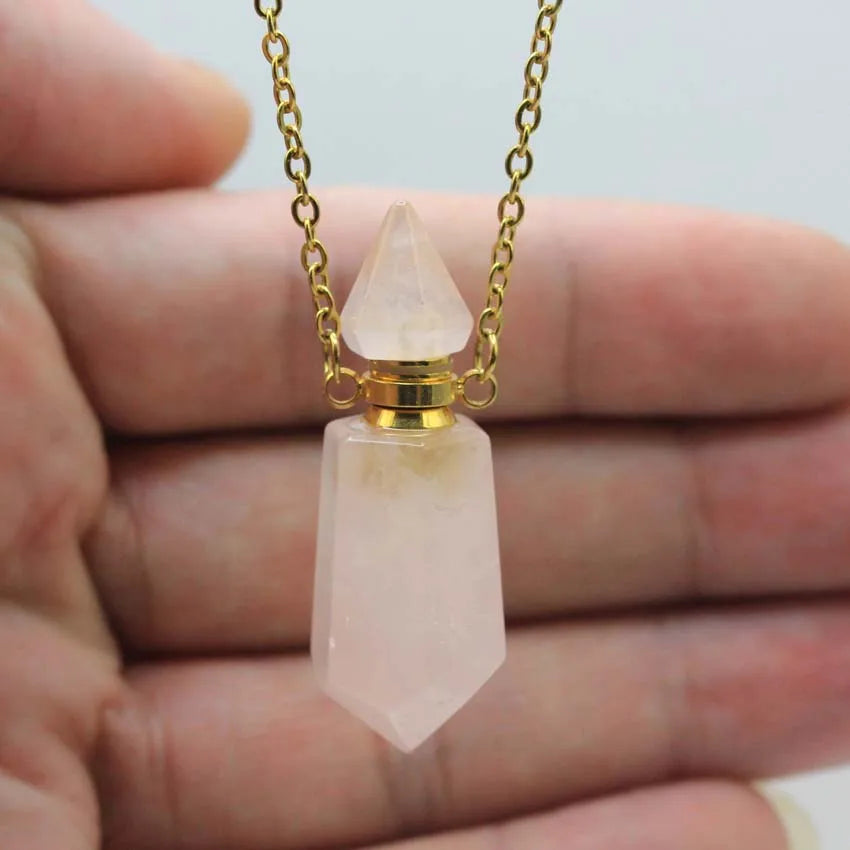 Natural Crystal Essential Oil Pendant Necklace Jewelry