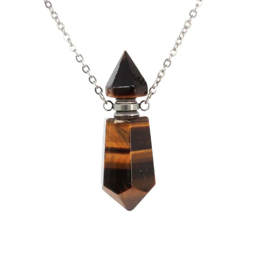 Natural Crystal Essential Oil Pendant Necklace Jewelry