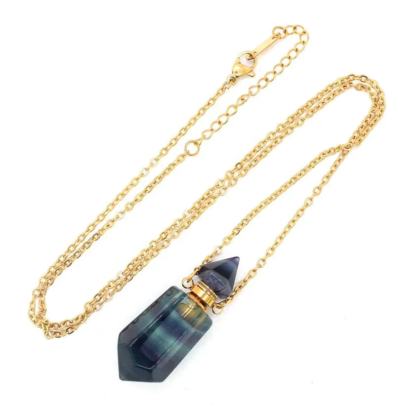 Natural Crystal Essential Oil Pendant Necklace Jewelry