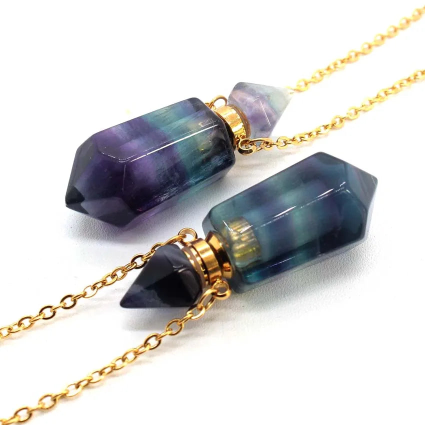 Natural Crystal Essential Oil Pendant Necklace Jewelry