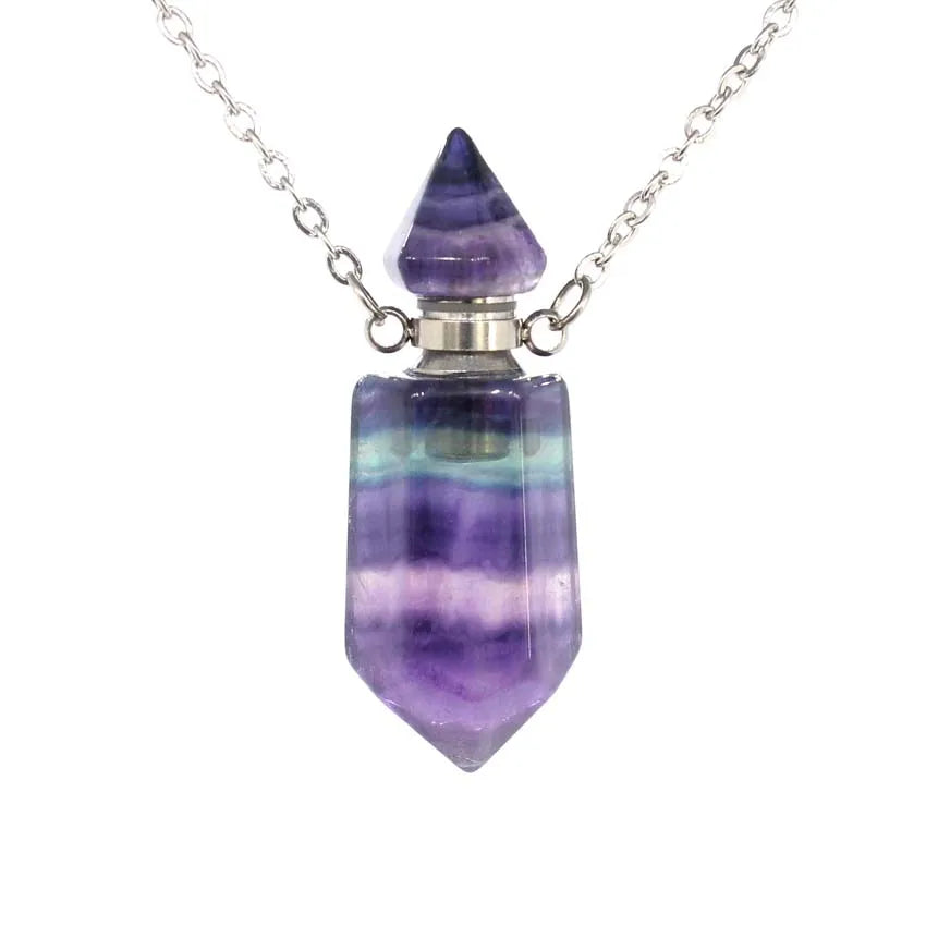 Natural Crystal Essential Oil Pendant Necklace Jewelry