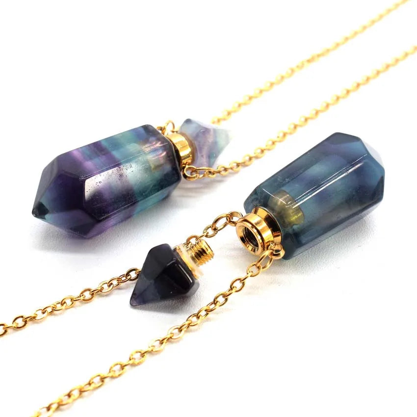 Natural Crystal Essential Oil Pendant Necklace Jewelry